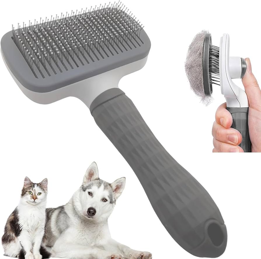 Self-Cleaning Pet Grooming Brush – Slicker Brush for Dogs and Cats Hair Removal
