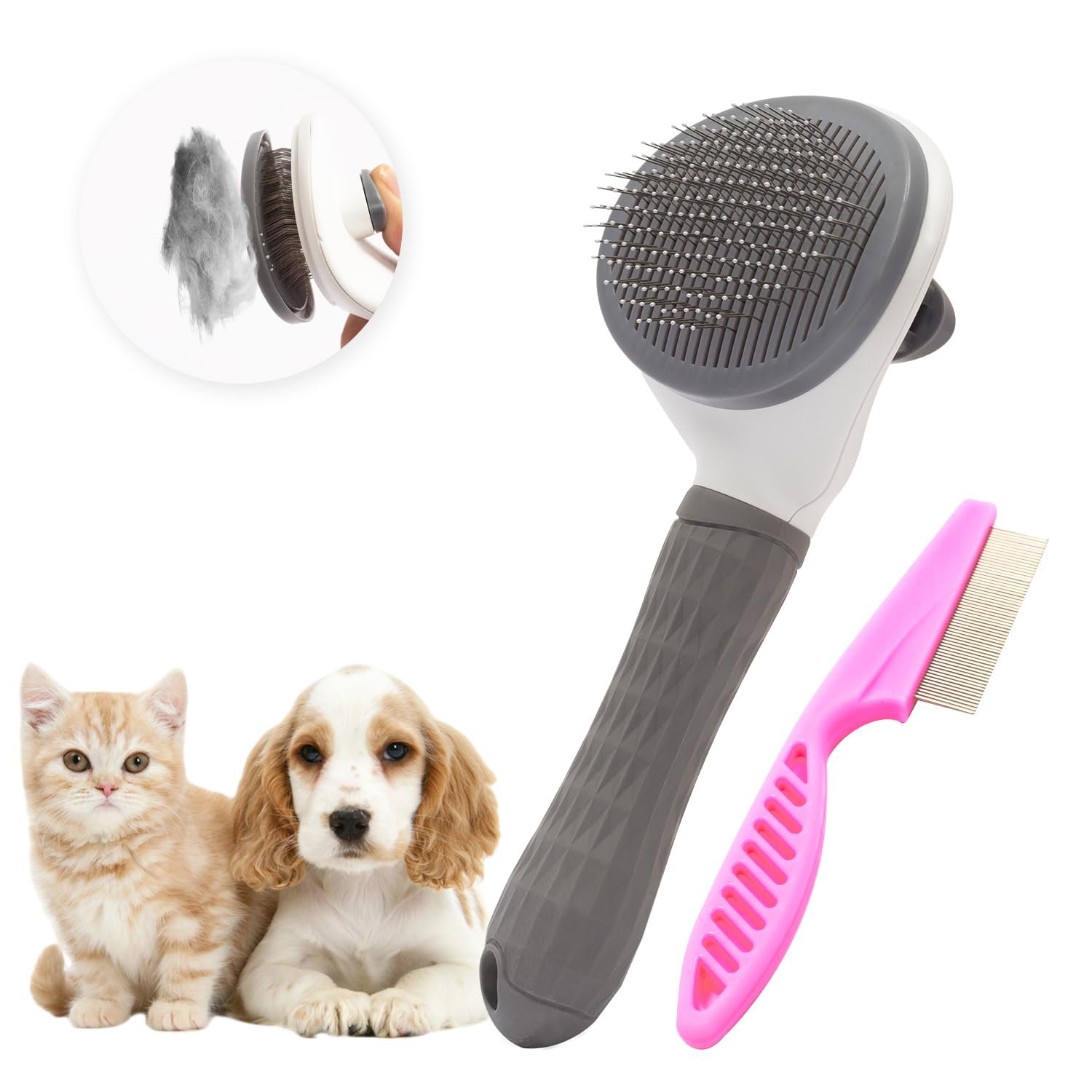 Self-Cleaning Pet Grooming Brush – Slicker Brush for Dogs and Cats Hair Removal - Image 3