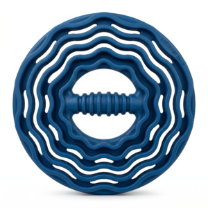 Betta Pet Shop Durable Wavy Ring Dog Chew Toy with Handle - Blue (Interactive Dental Care Rubber Toy for Medium & Large Dogs)